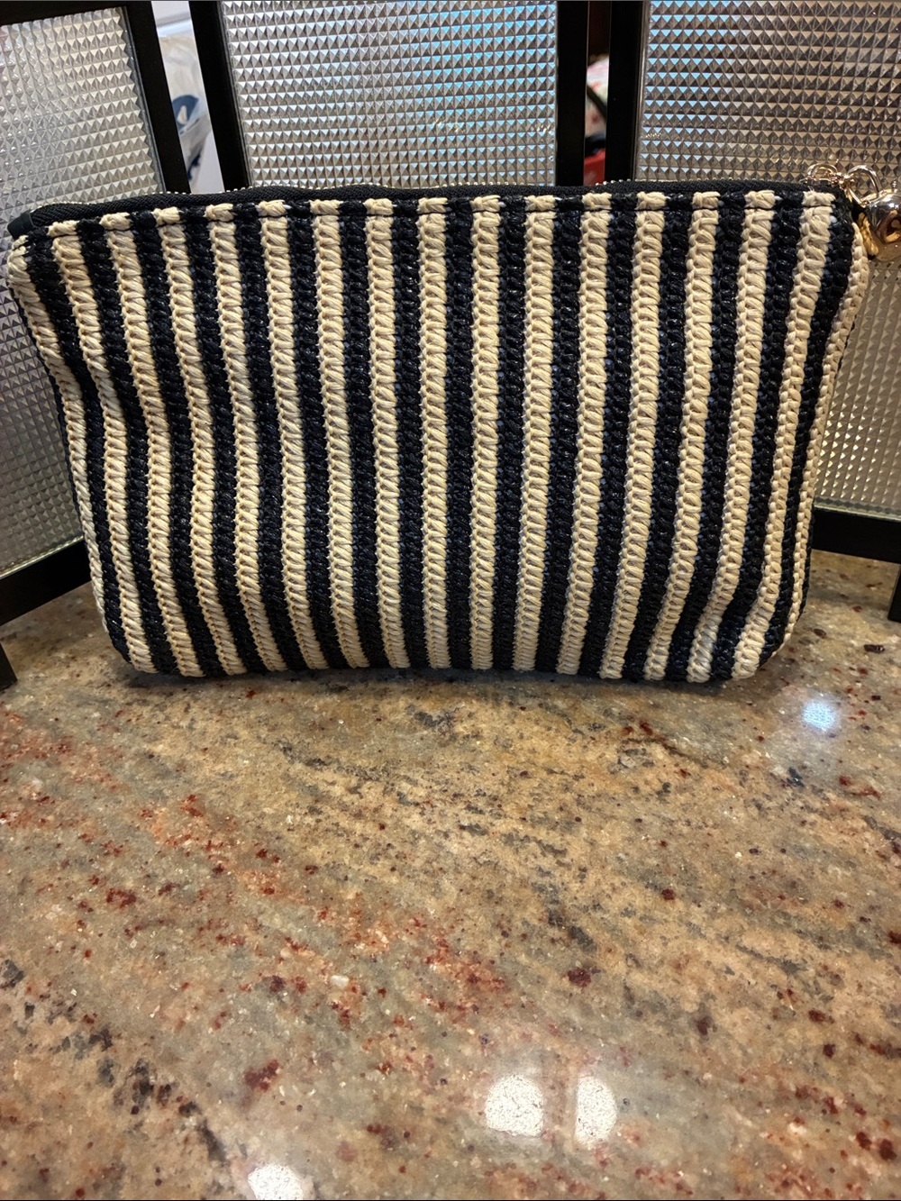 Madewell Black Zipper Pouch with Gold Accent